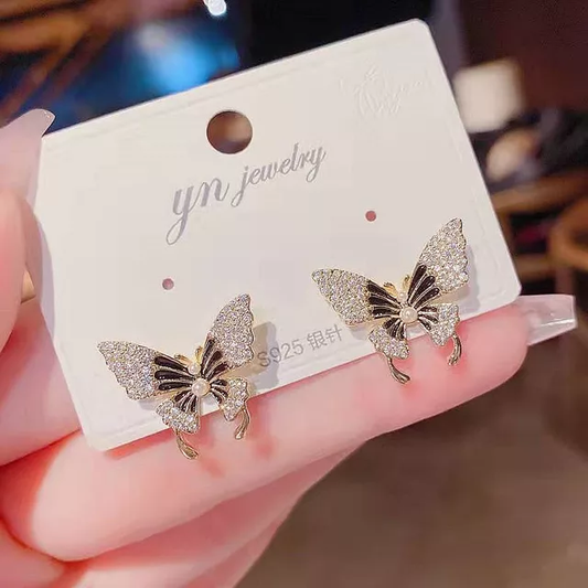 Diamond Butterfly Studs