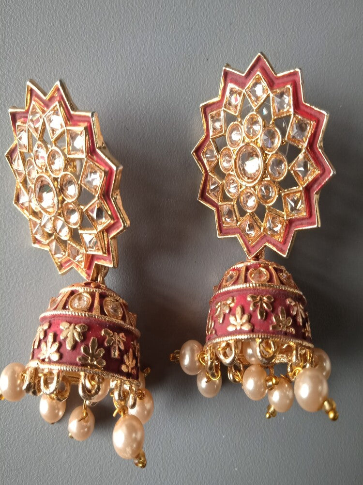 Maroon Sitara Jhumkis