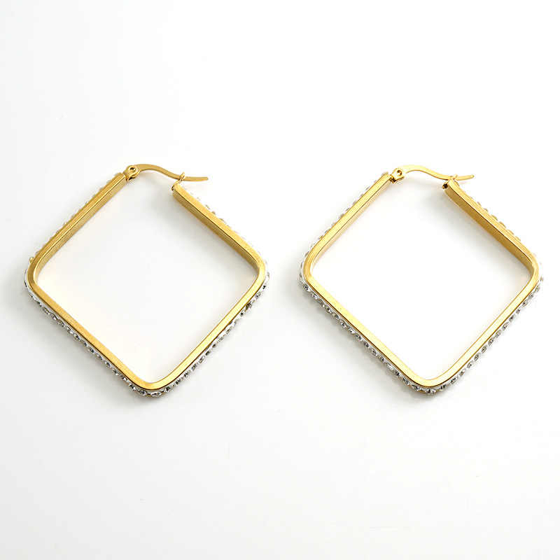 Glam Diamond Square Hoops