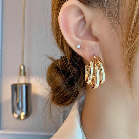 3 Layer Golden Hoops