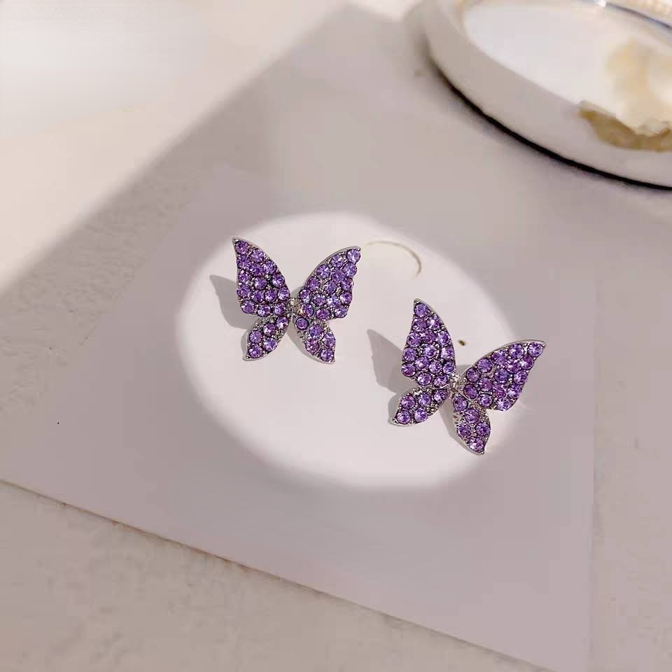 Lavender Butterfly Studs