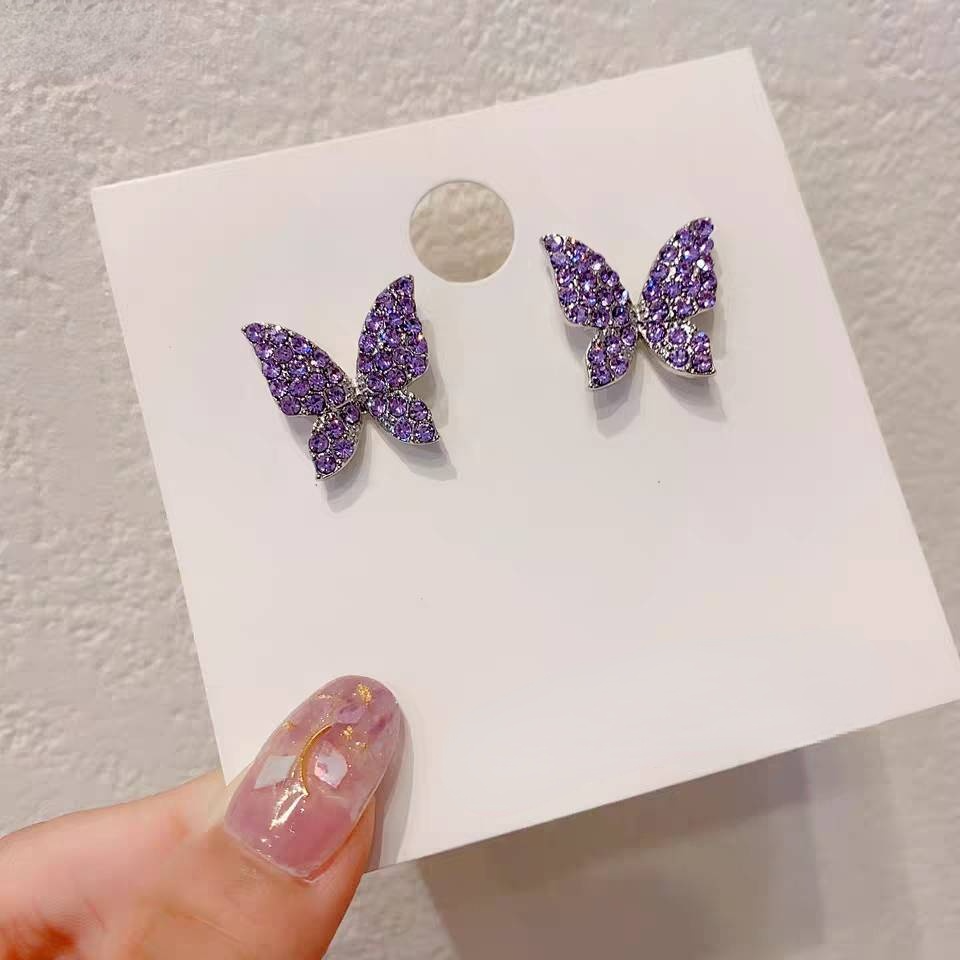 Lavender Butterfly Studs