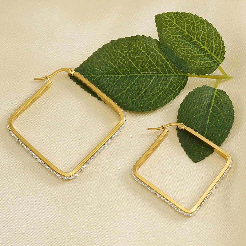 Glam Diamond Square Hoops