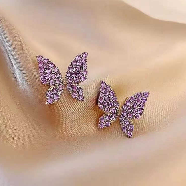 Lavender Butterfly Studs