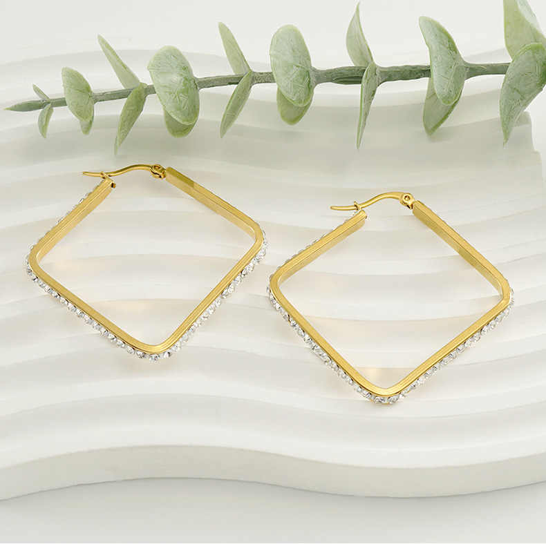 Glam Diamond Square Hoops