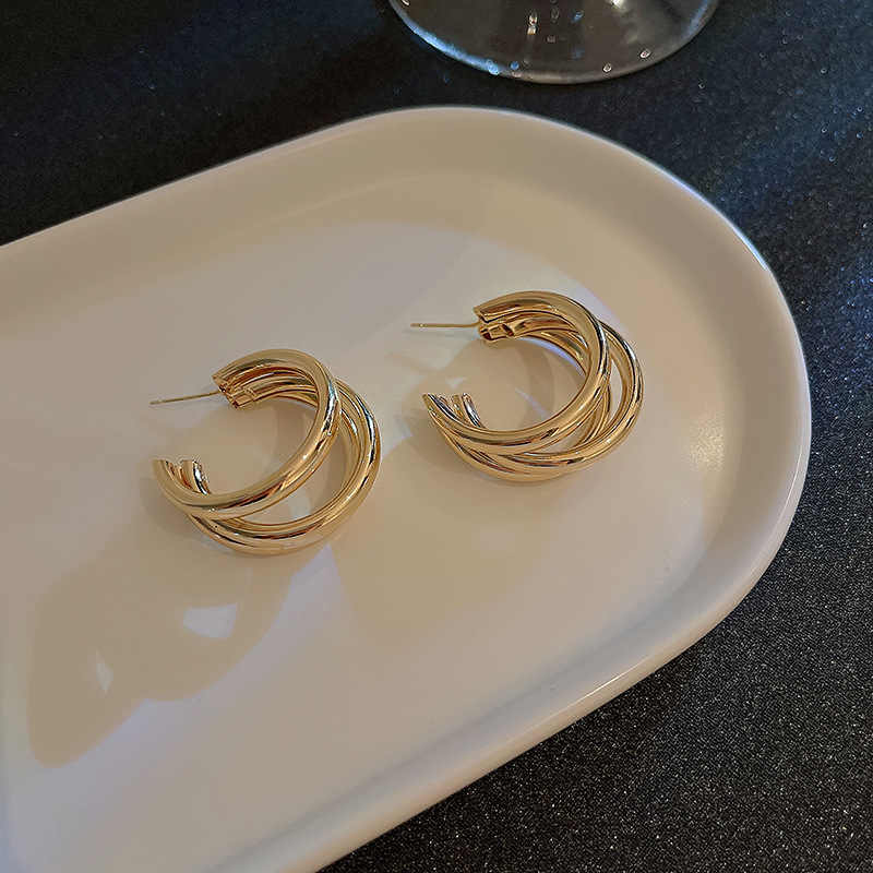 3 Layer Golden Hoops