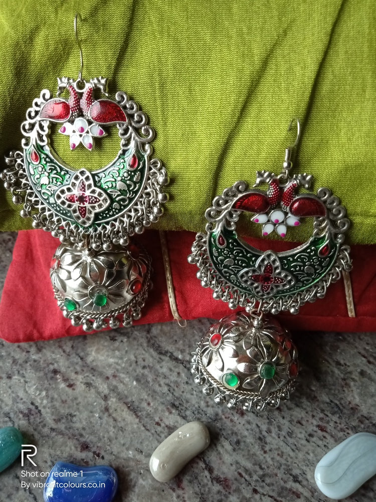 Red Reham Jhumkis - Vibrant Colours