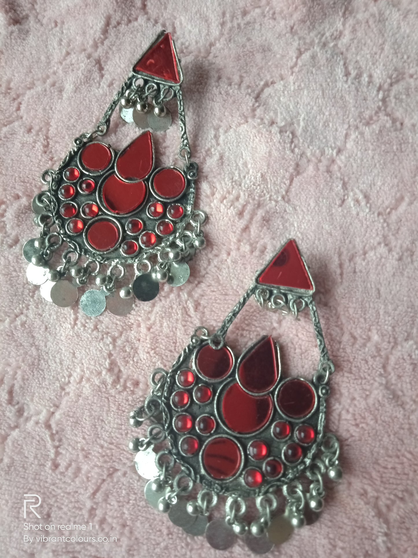 Red Harmeen Earrings - Vibrant Colours