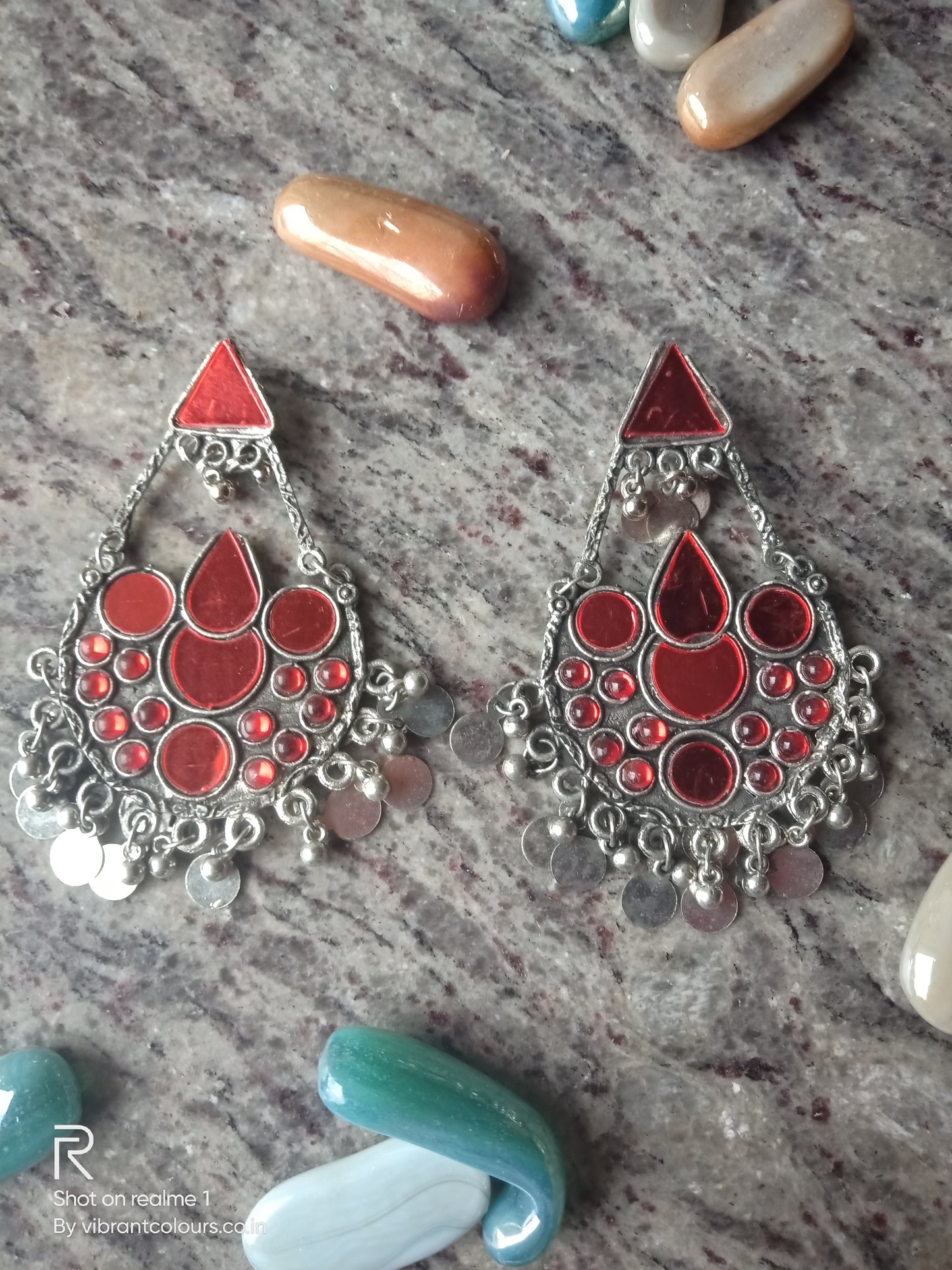 Red Harmeen Earrings - Vibrant Colours