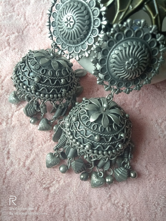 Tehsen Oxidised Jhumkis - Vibrant Colours