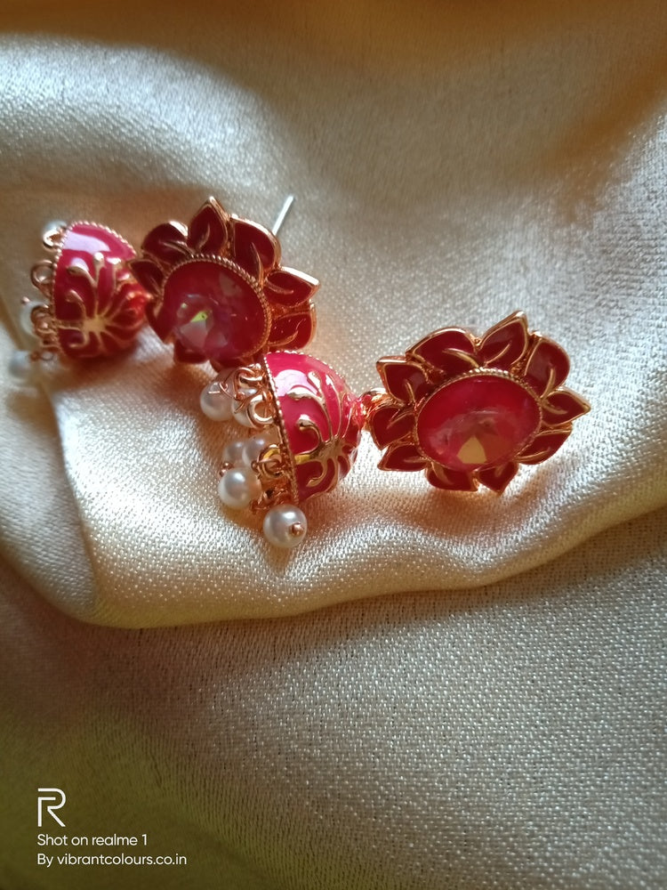 Red Ekta Jhumkis