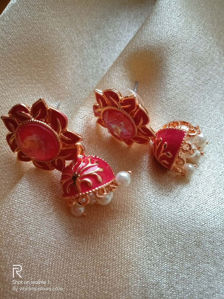 Red Ekta Jhumkis