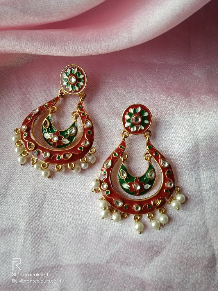 Red Rashmi Chandbalis - Vibrant Colours