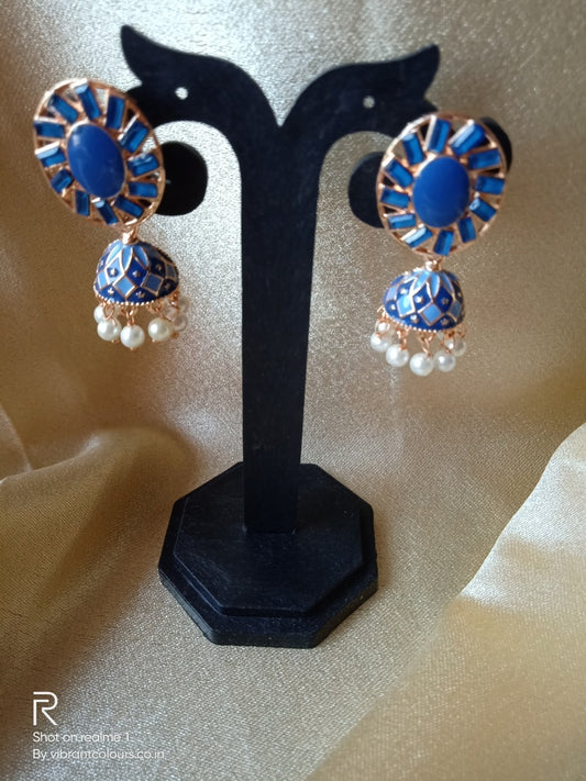 Blue Ati Jhumkis - Vibrant Colours