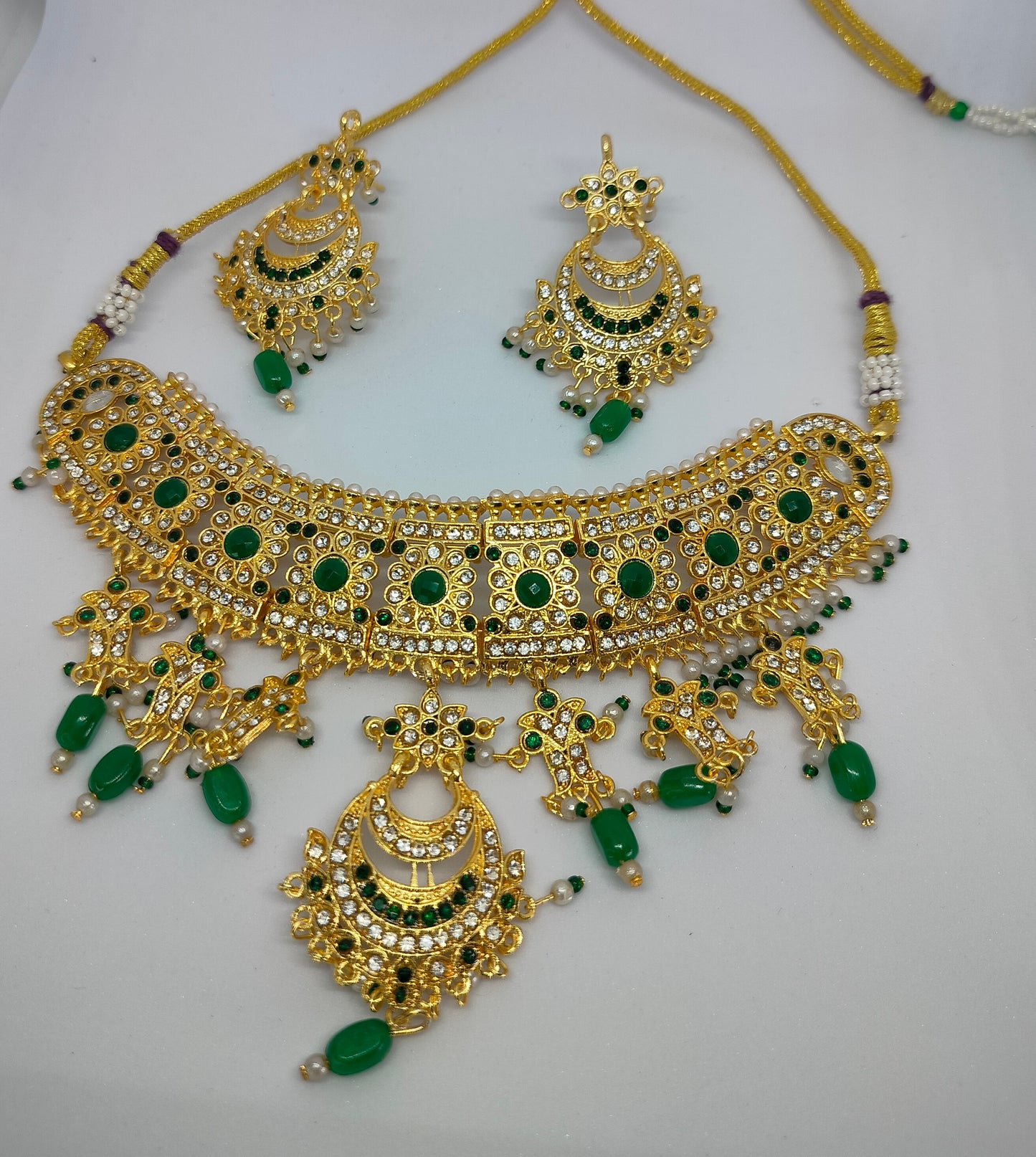 Green Jaya Choker Set - Vibrant Colours