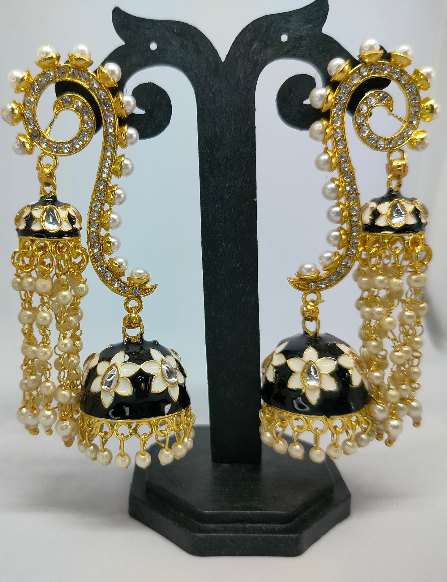 Black Vedika Jhumkis - Vibrant Colours