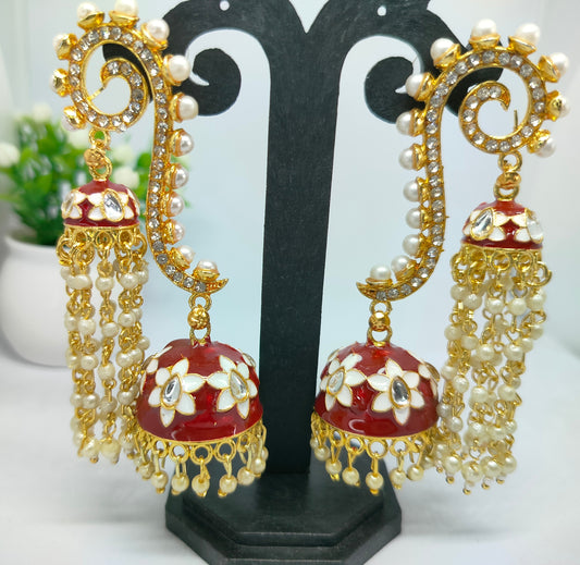 Maroon Vedika Jhumkis - Vibrant Colours