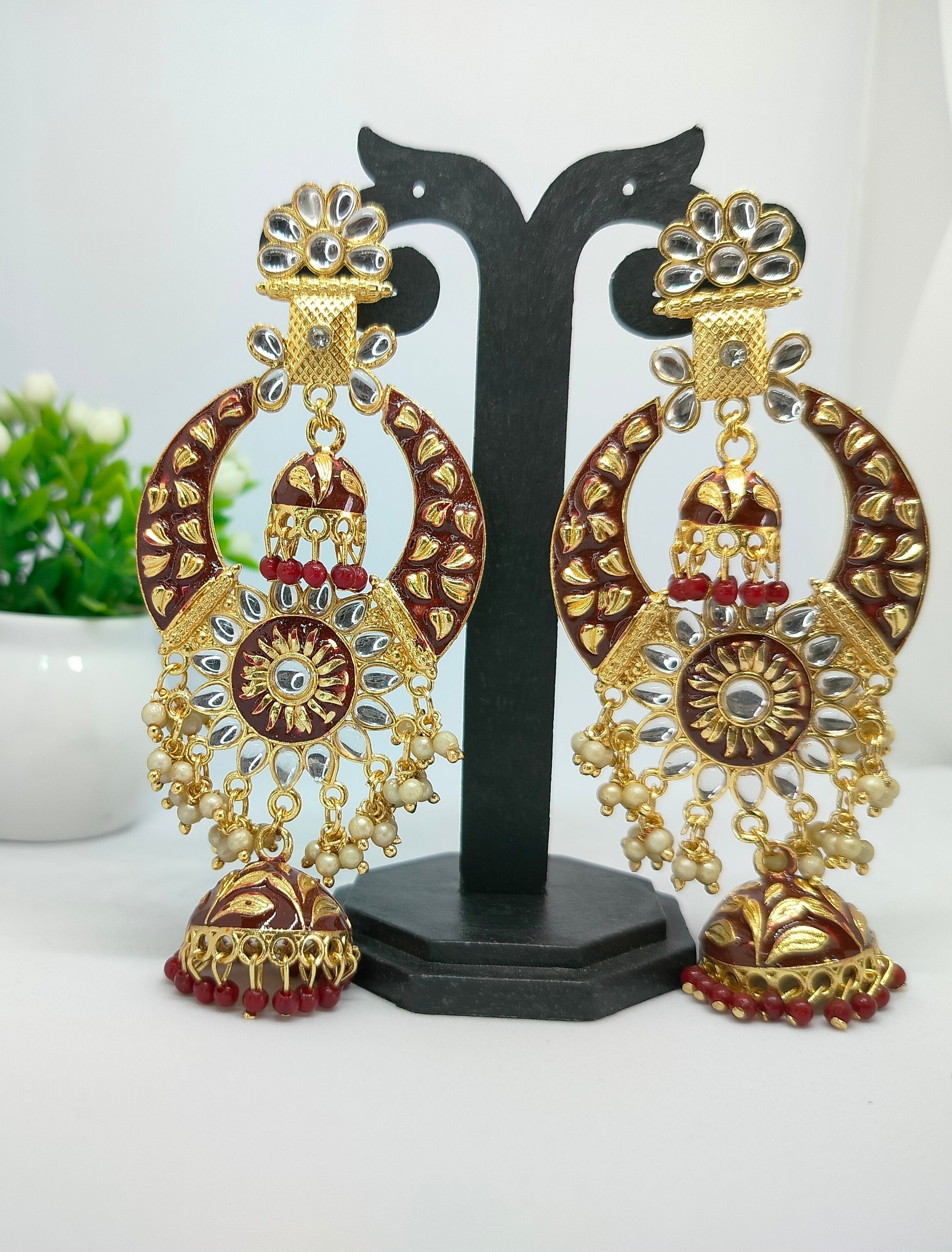 Maroon  Siya Jhumkis - Vibrant Colours