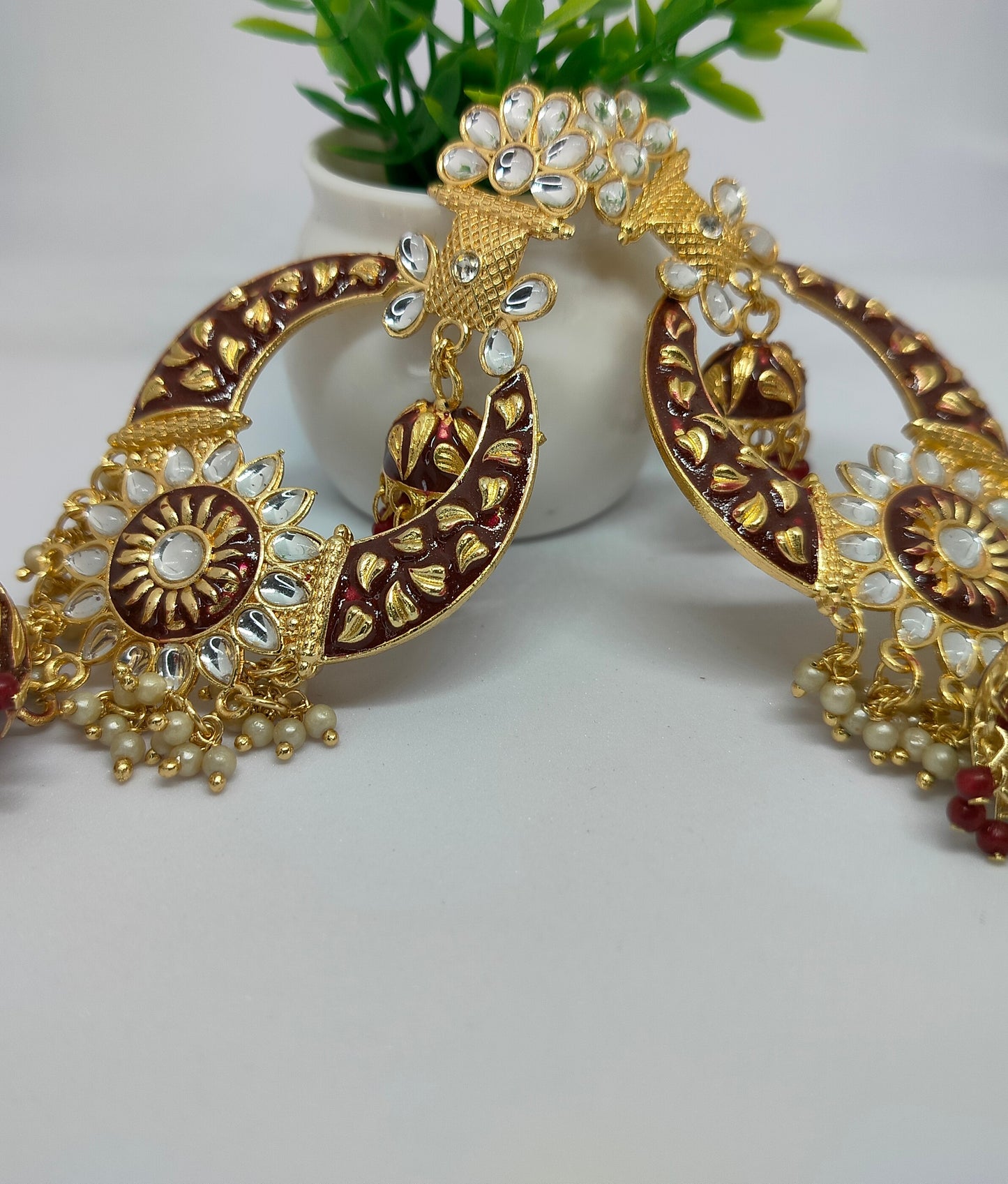 Maroon  Siya Jhumkis - Vibrant Colours