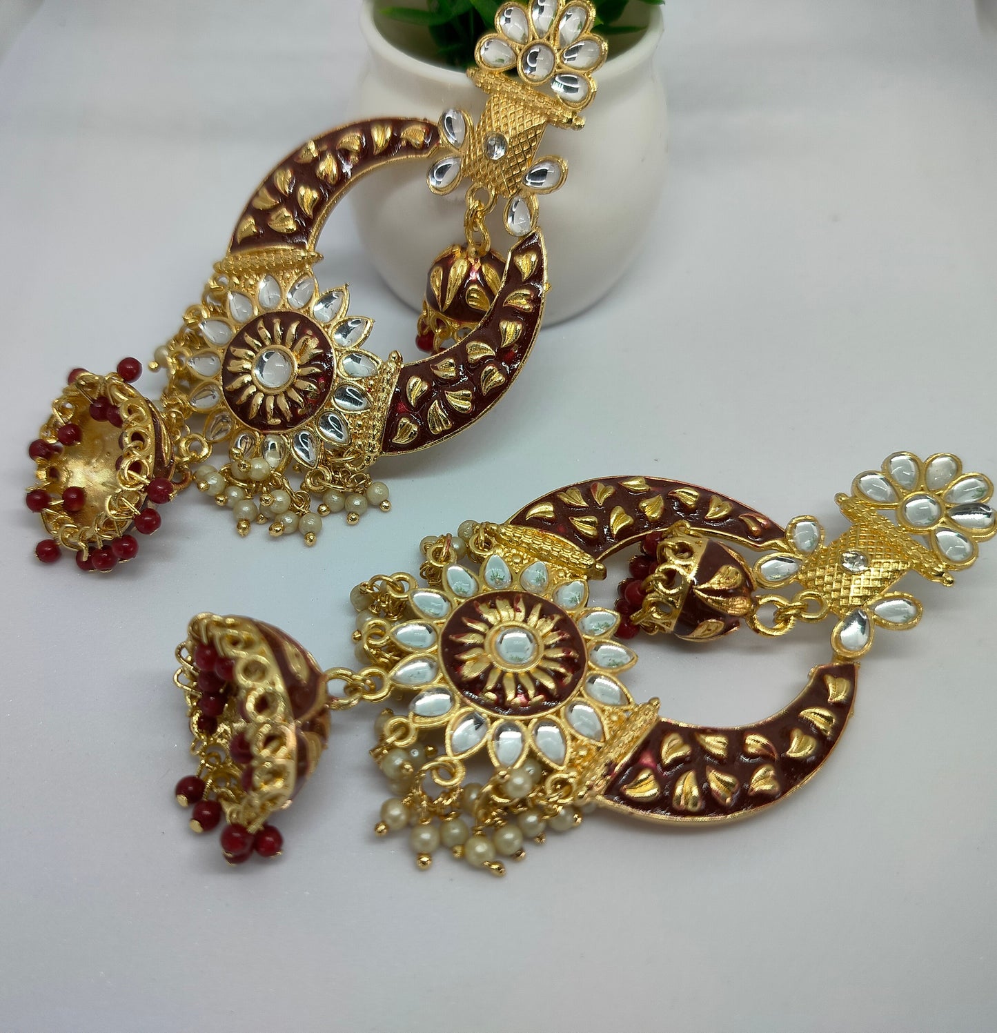 Maroon  Siya Jhumkis - Vibrant Colours