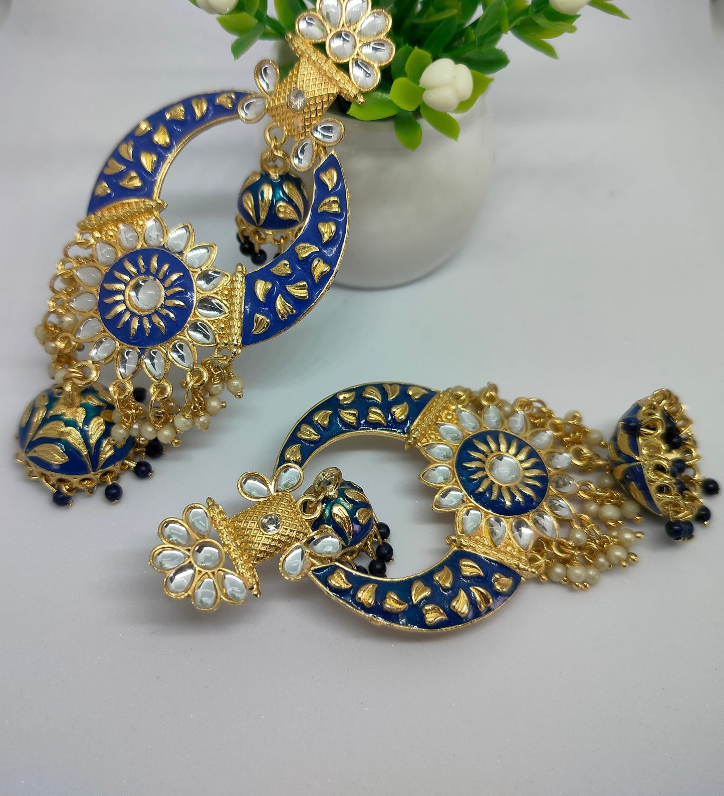 Blue Siya Jhumkis - Vibrant Colours