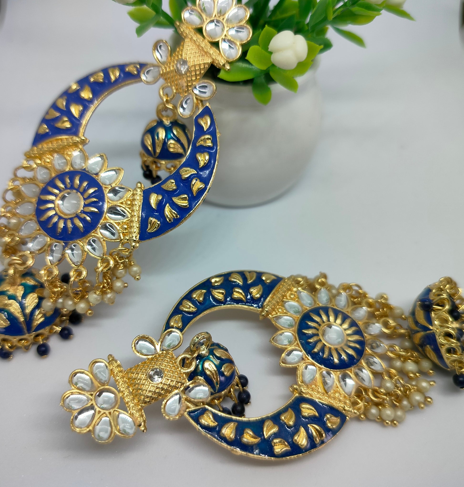 Blue Siya Jhumkis - Vibrant Colours