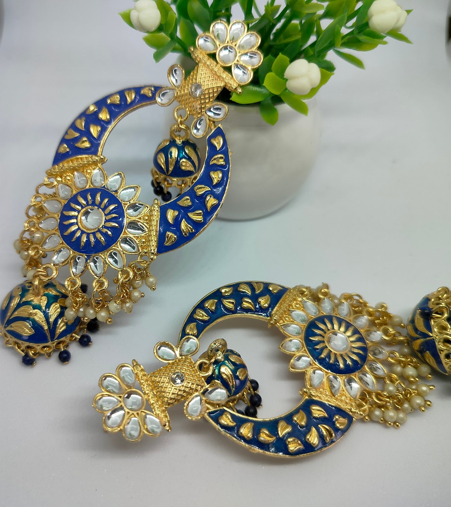 Blue Siya Jhumkis - Vibrant Colours