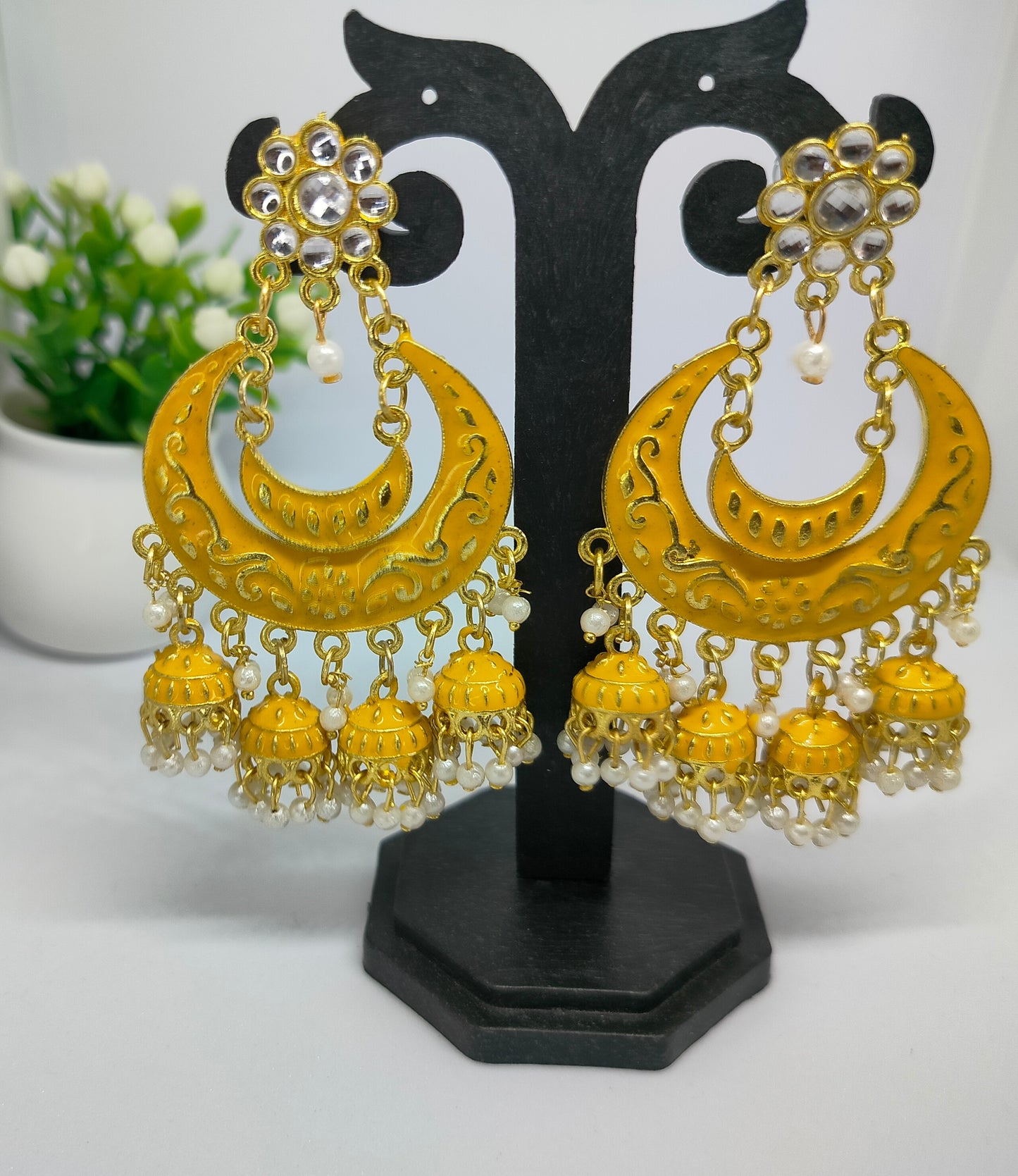 Yellow Radha Jhumkis - Vibrant Colours