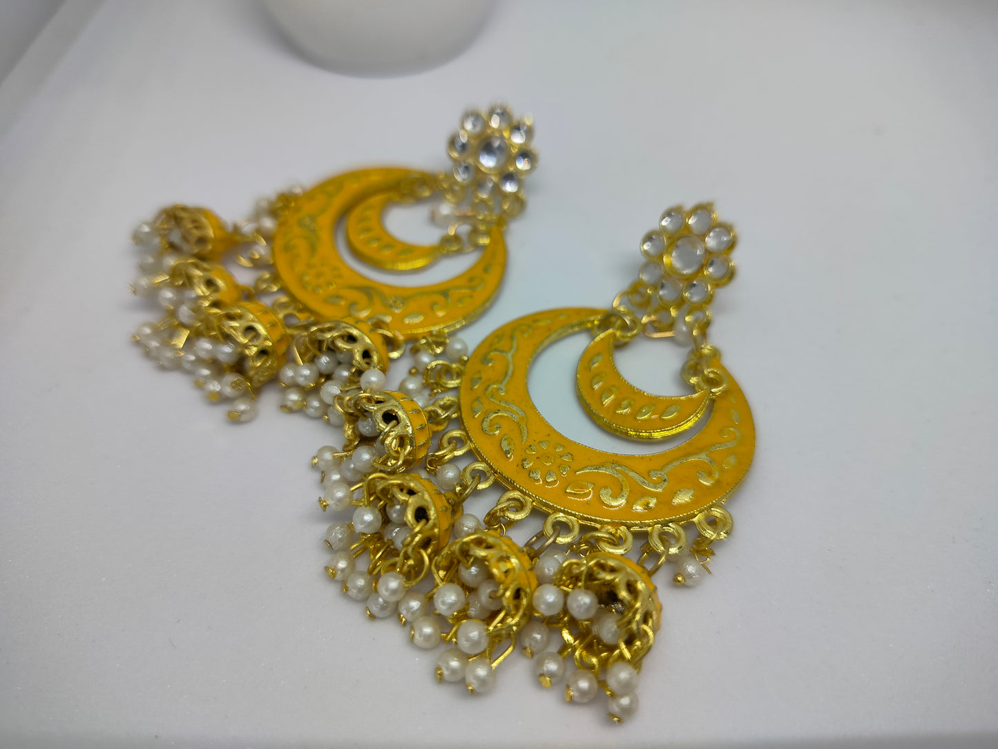 Yellow Radha Jhumkis - Vibrant Colours