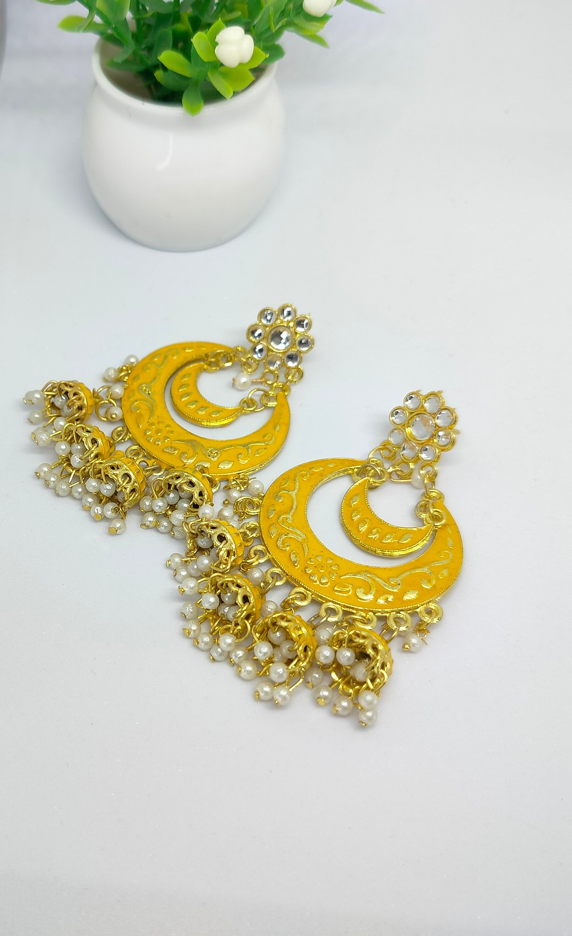 Yellow Radha Jhumkis - Vibrant Colours