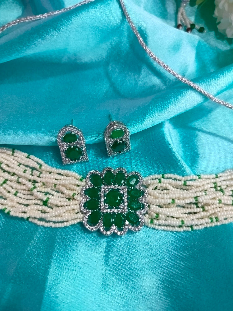 Green Pihu Choker Set - Vibrant Colours