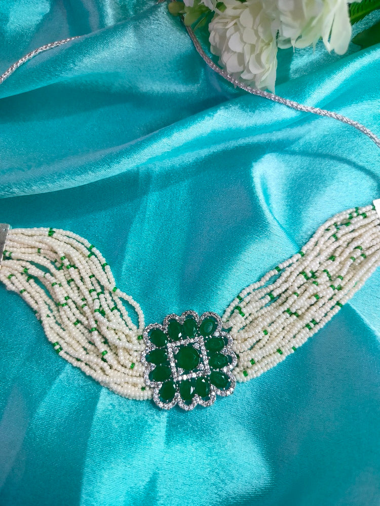 Green Pihu Choker Set - Vibrant Colours