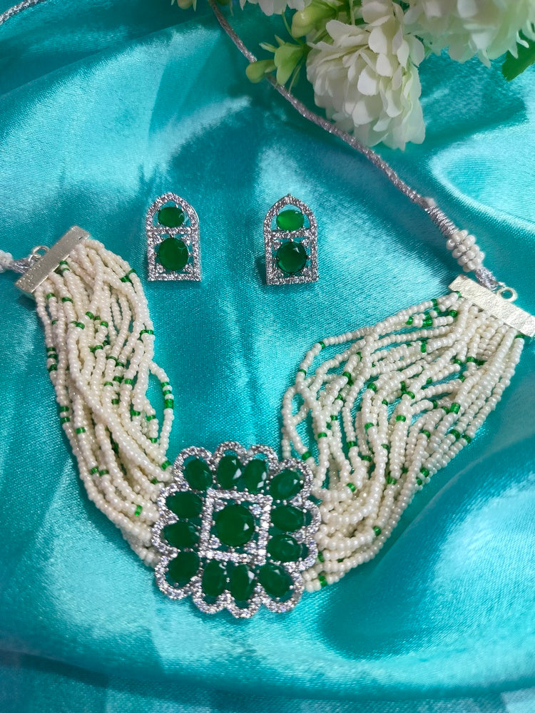 Green Pihu Choker Set - Vibrant Colours