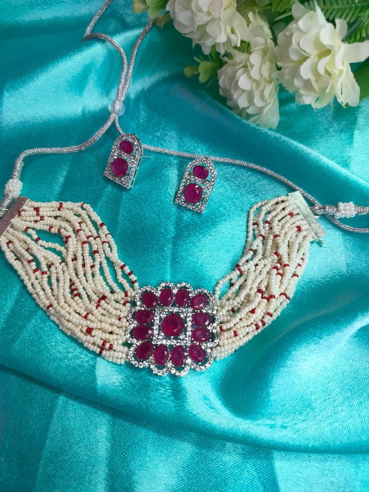 Ruby Pihu Choker Set - Vibrant Colours