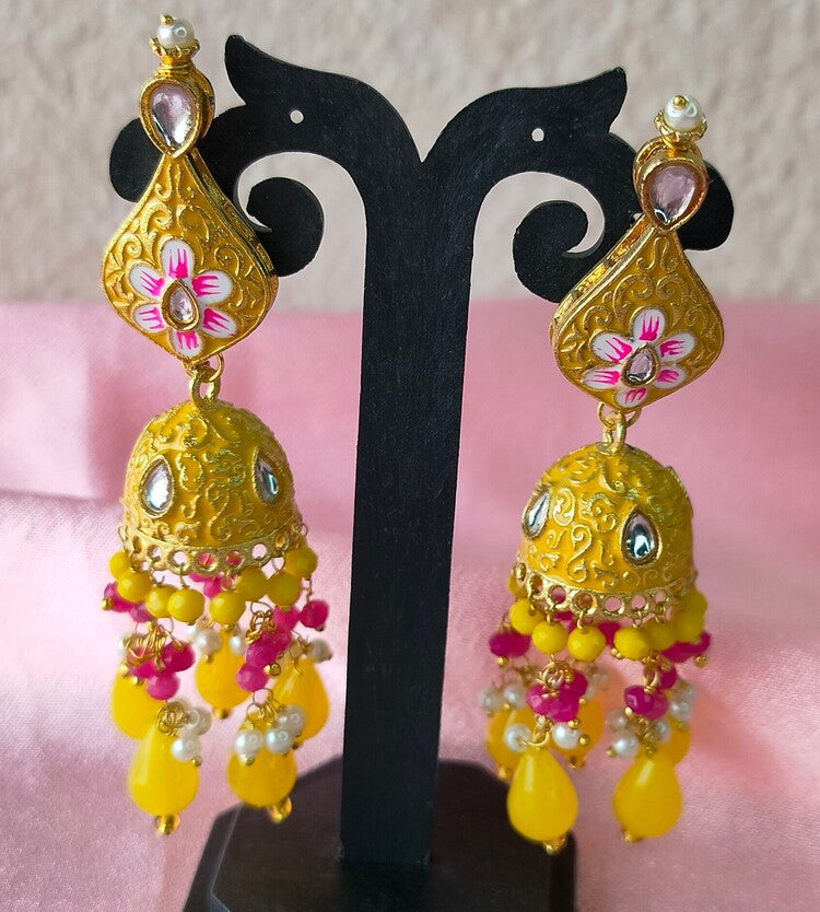 Yellow Revathi Kundan Set - Vibrant Colours