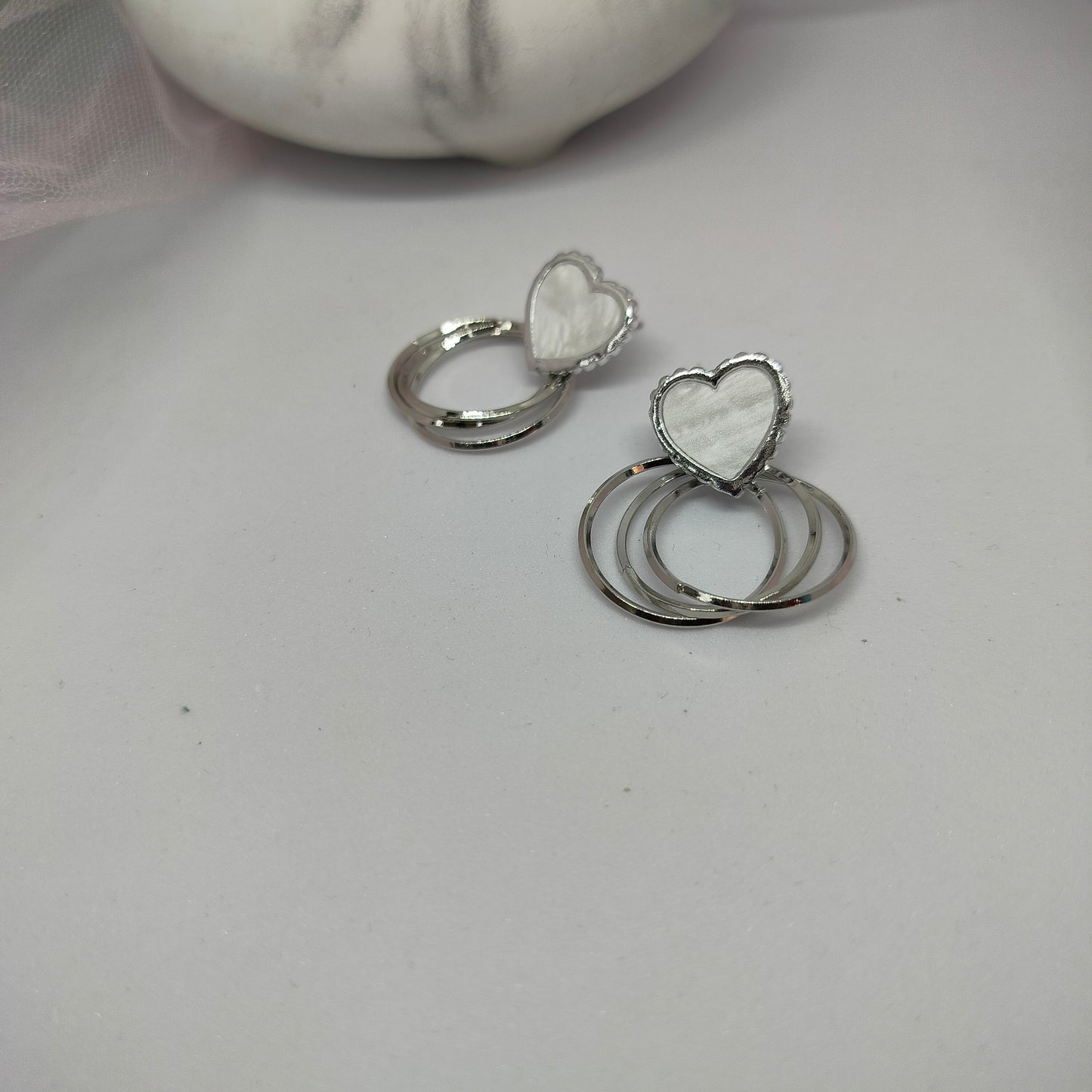 Grey Heart Earrings