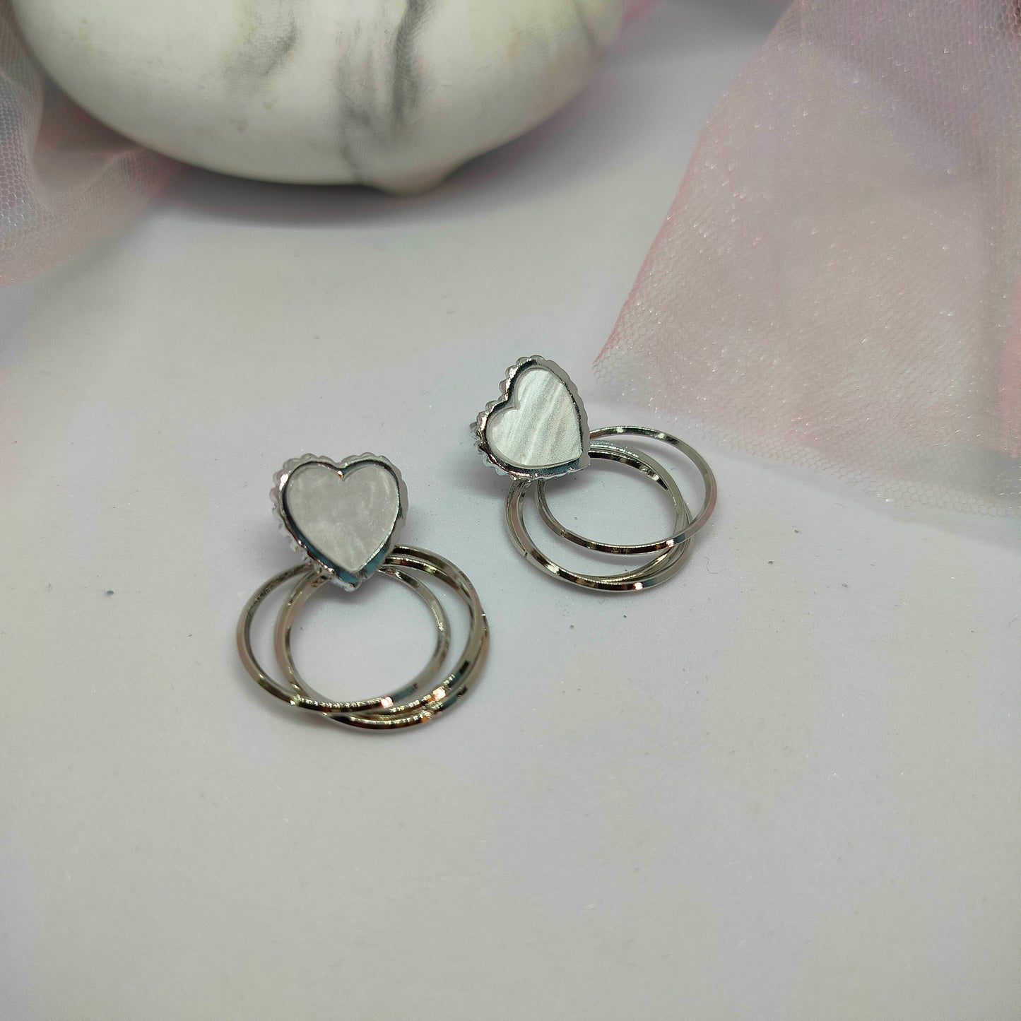 Grey Heart Earrings