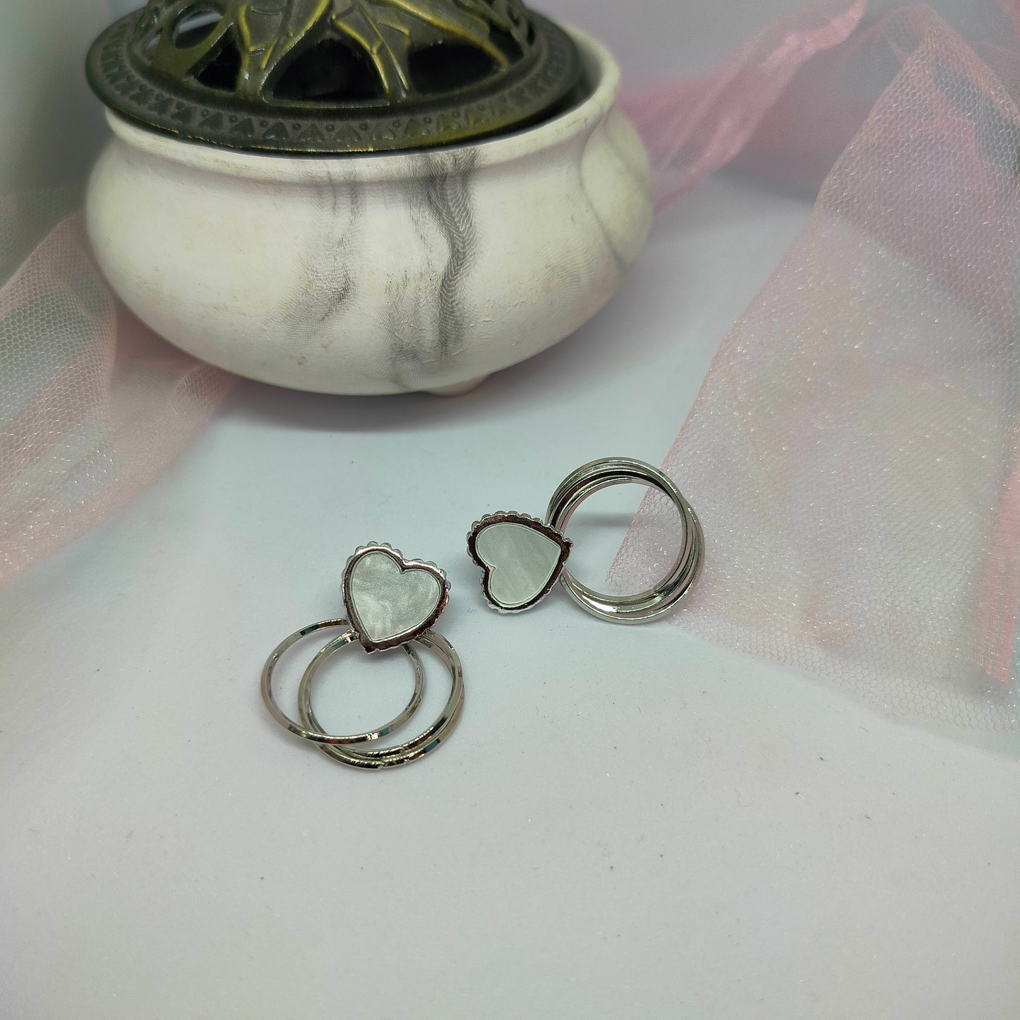 Grey Heart Earrings