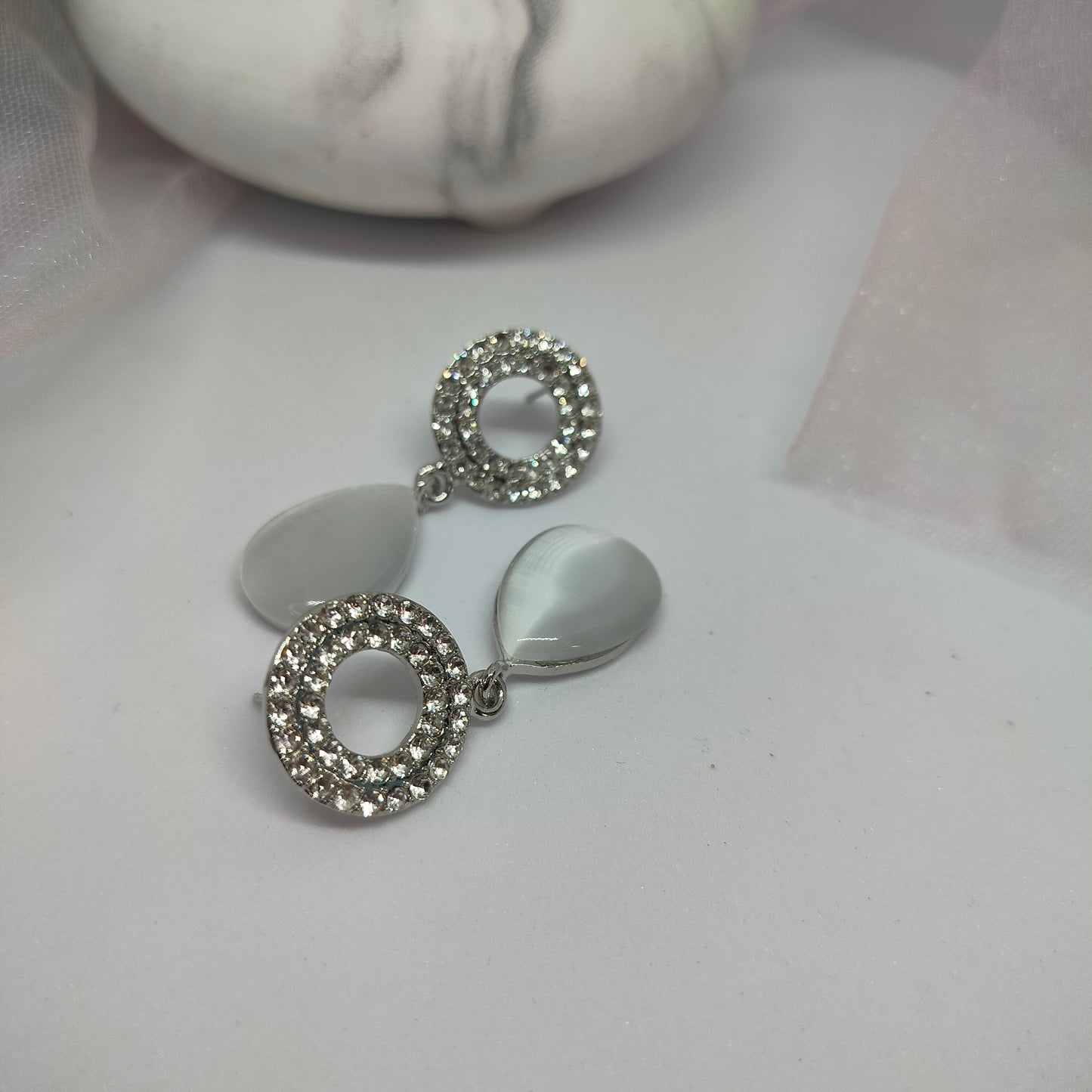 Grey Round Diamond Earrings