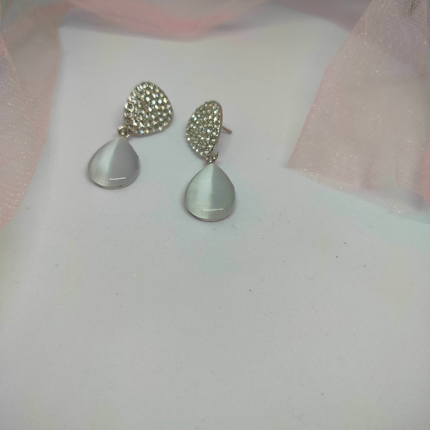 Grey Diamond Drop Earrings