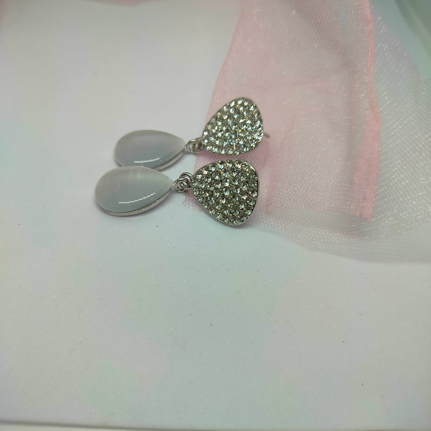 Grey Diamond Drop Earrings