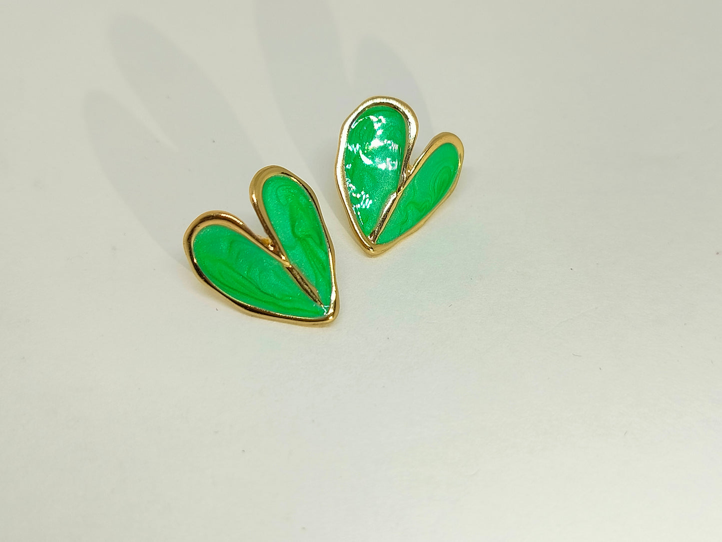 Flower Heart Studs (Green)