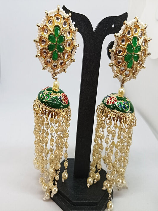 Green Anjali Jhumkis