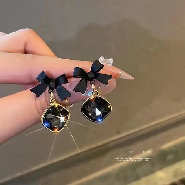 Black Bow Earrings