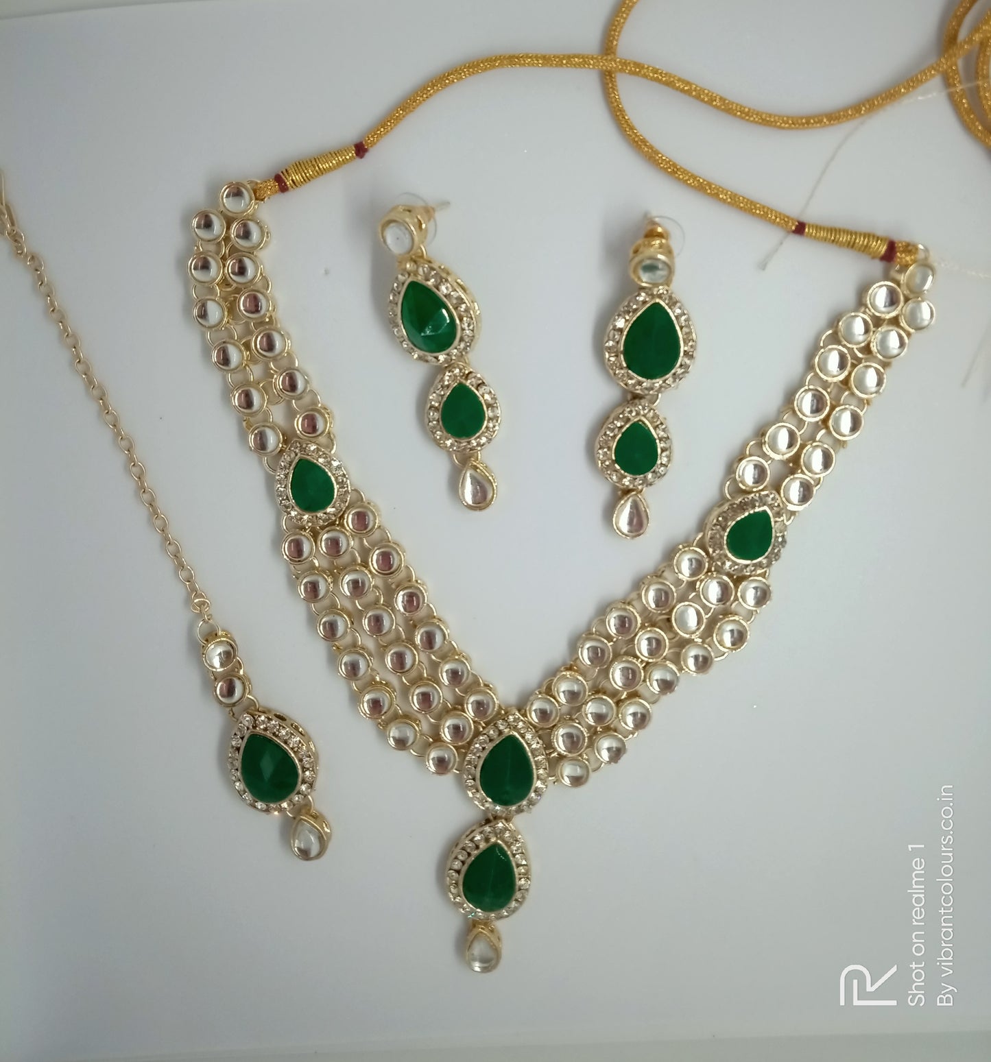 Emerald Pari Kundan Set - Vibrant Colours