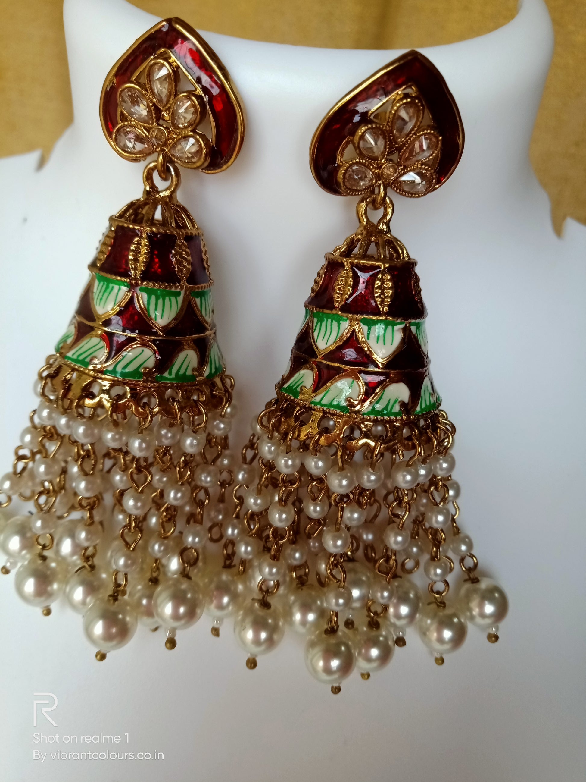 Maroon Aditi Jhumkis - Vibrant Colours