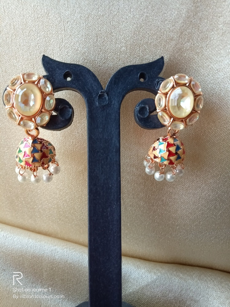 Multicolor Damini Jhumkis - Vibrant Colours