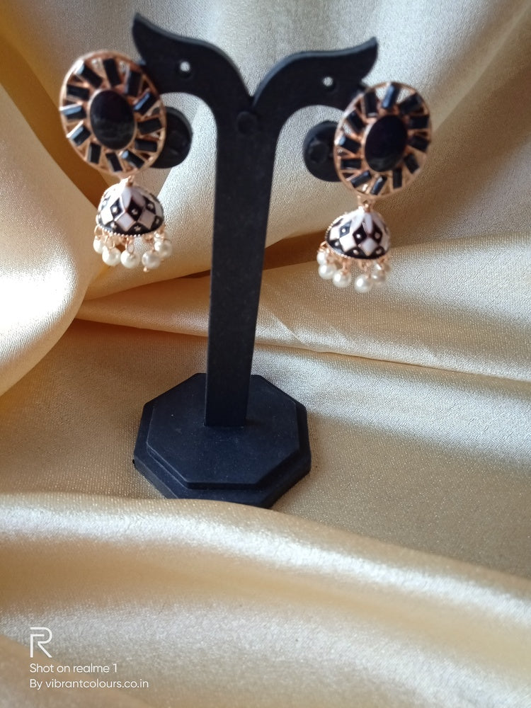 Black Ati Jhumkis - Vibrant Colours