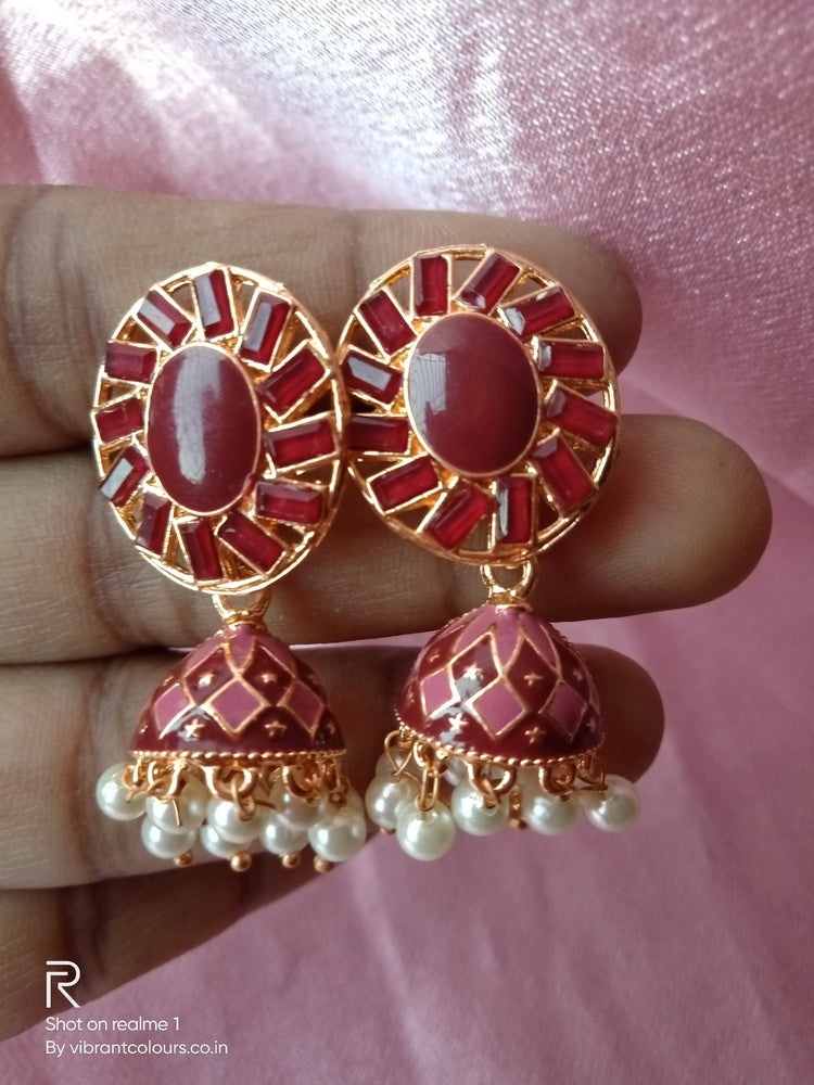 Maroon Ati Jhumkis - Vibrant Colours