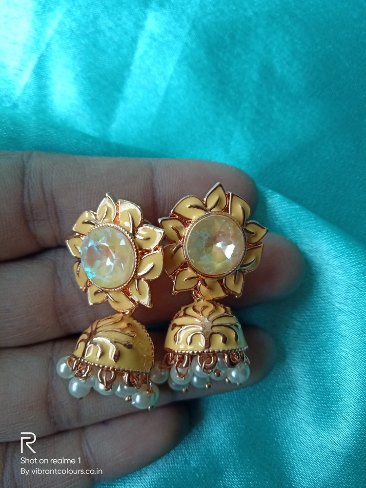 Yellow Ekta Jhumkis